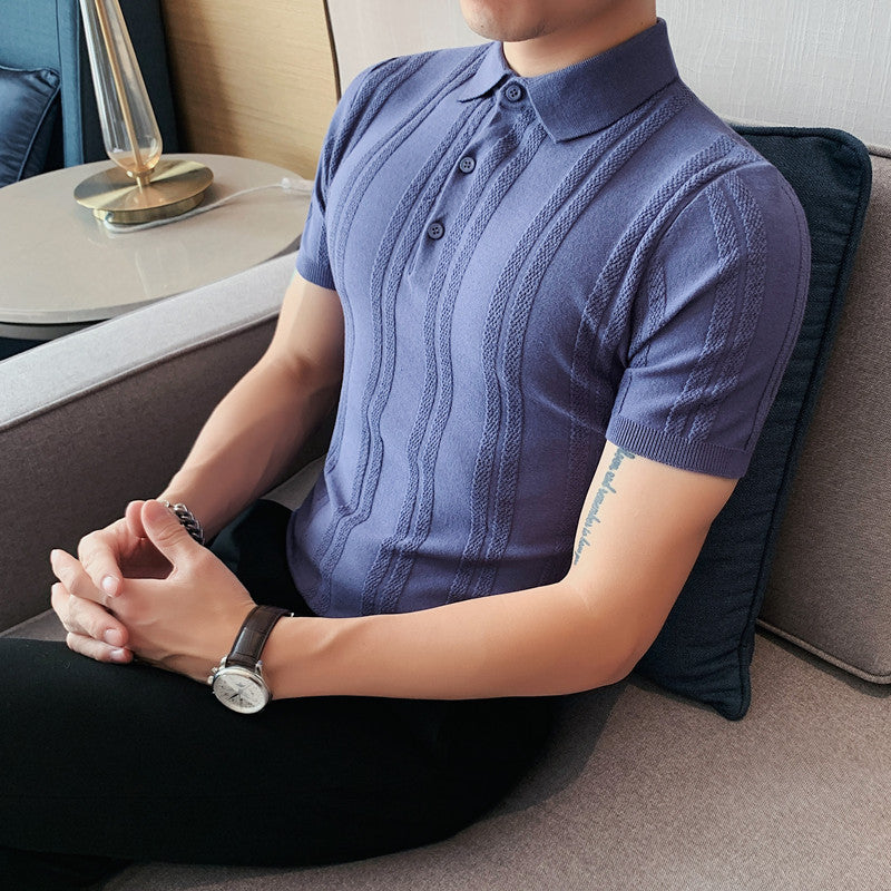 Men’s Slim-Fit Knitted Polo Shirt