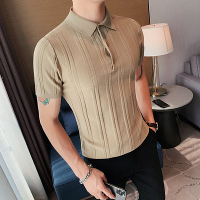 Men’s Slim-Fit Knitted Polo Shirt