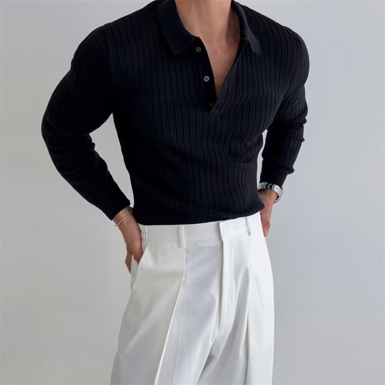 Men’s Slim Fit Long Sleeve Polo Shirt