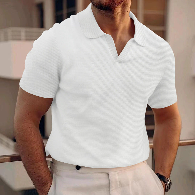 Men’s Slim Fit Waffle Polo T-Shirt