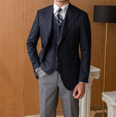 Men’s Slim-Fit Striped Suit Jacket