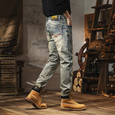 Men’s Vintage Distressed Slim-Fit Jeans