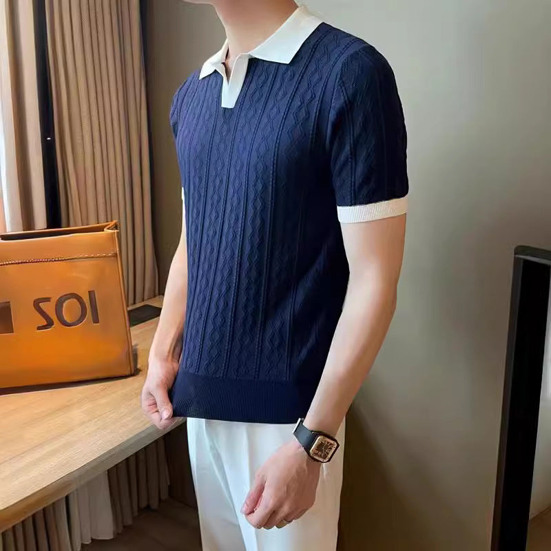Men’s Trendy V-Lapel Polo Shirt