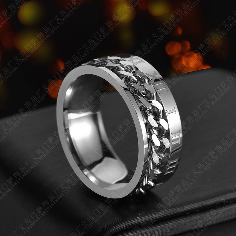 Roman Letter Spinner Ring