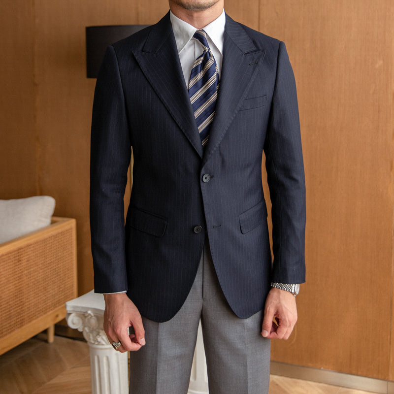 Men’s Slim-Fit Striped Suit Jacket