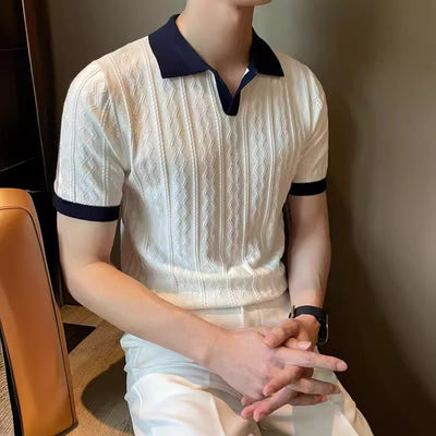 Men’s Trendy V-Lapel Polo Shirt