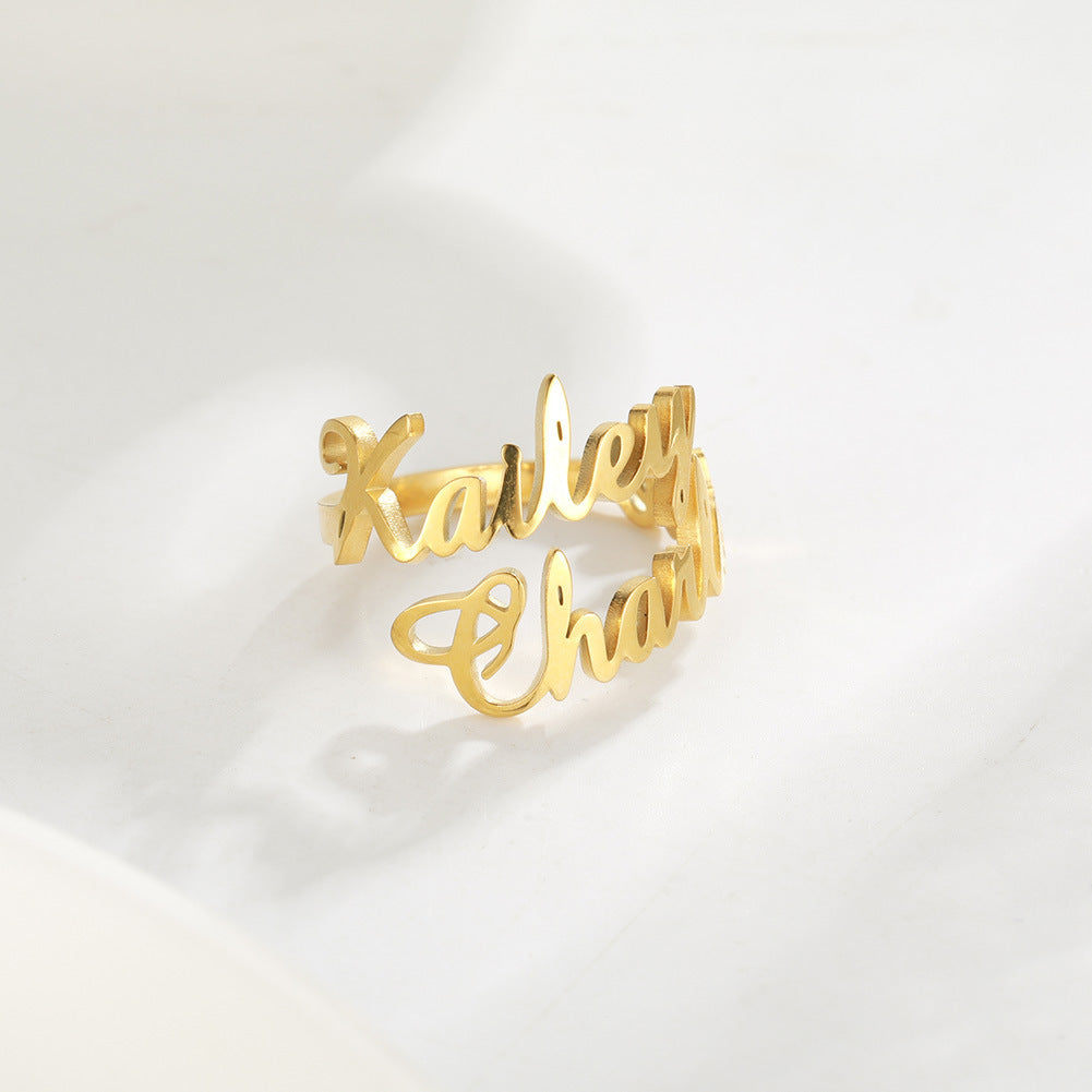 Custom Name Stainless Steel Adjustable Ring