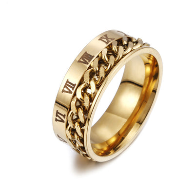 Roman Letter Spinner Ring