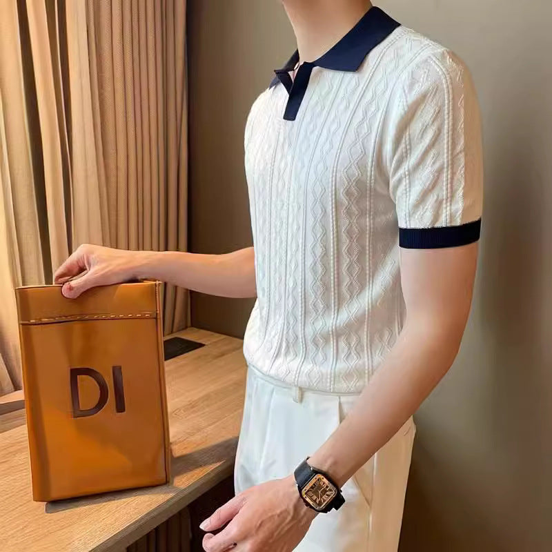 Men’s Trendy V-Lapel Polo Shirt