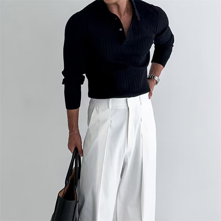 Men’s Slim Fit Long Sleeve Polo Shirt