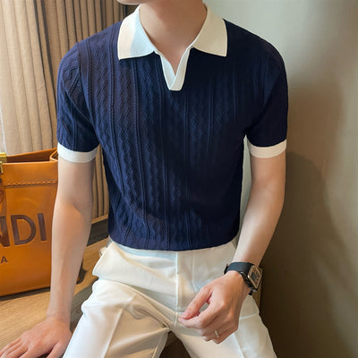 Men’s Trendy V-Lapel Polo Shirt