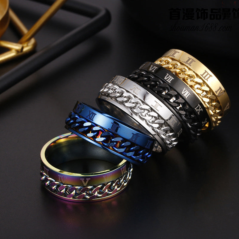Roman Letter Spinner Ring
