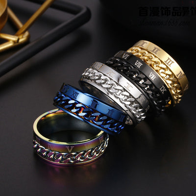 Roman Letter Spinner Ring