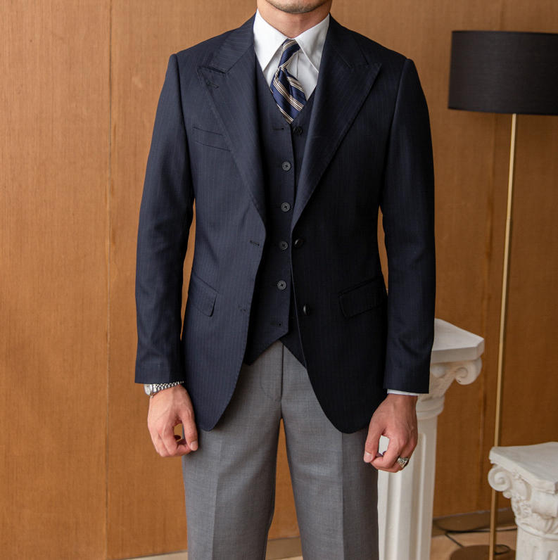 Men’s Slim-Fit Striped Suit Jacket