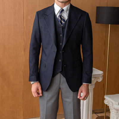 Men’s Slim-Fit Striped Suit Jacket