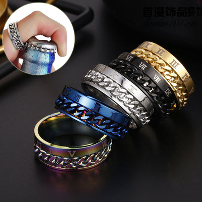 Roman Letter Spinner Ring