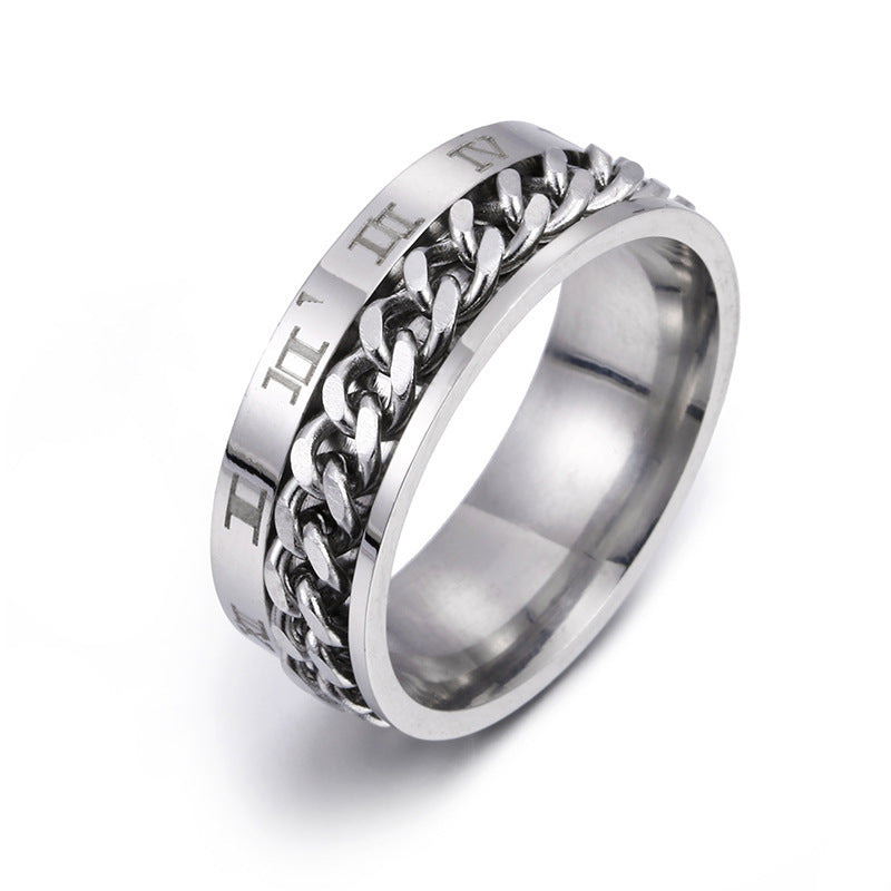 Roman Letter Spinner Ring