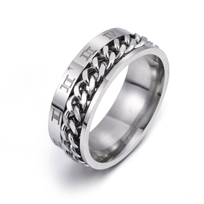 Roman Letter Spinner Ring