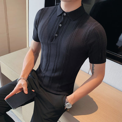 Men’s Slim-Fit Knitted Polo Shirt