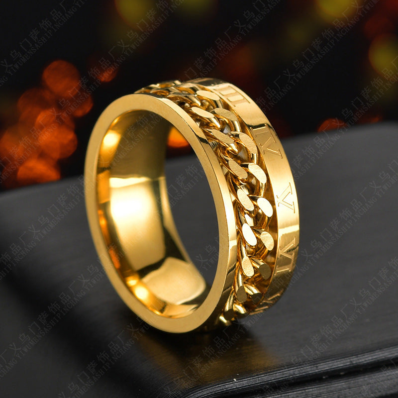 Roman Letter Spinner Ring