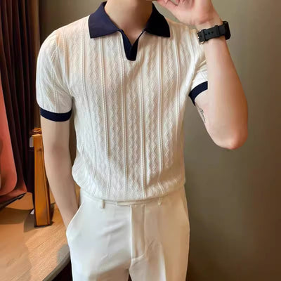 Men’s Trendy V-Lapel Polo Shirt