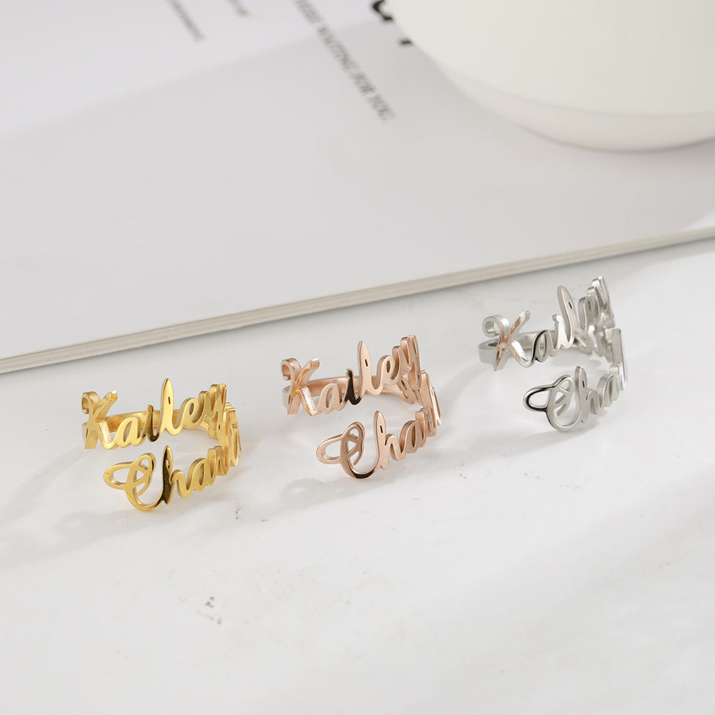 Custom Name Stainless Steel Adjustable Ring