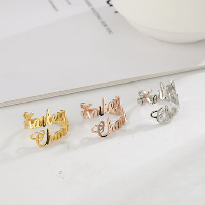 Custom Name Stainless Steel Adjustable Ring