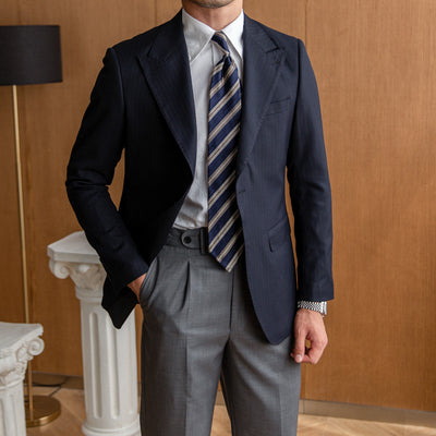 Men’s Slim-Fit Striped Suit Jacket