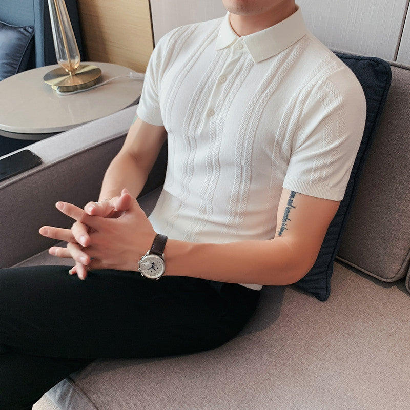 Men’s Slim-Fit Knitted Polo Shirt