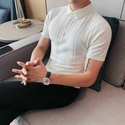 Men’s Slim-Fit Knitted Polo Shirt