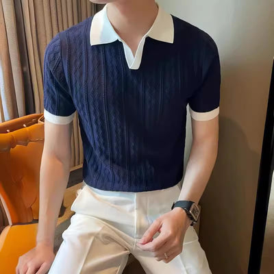 Men’s Trendy V-Lapel Polo Shirt