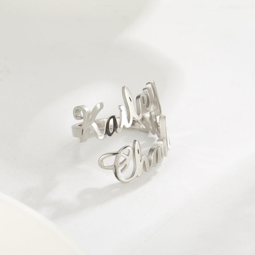 Custom Name Stainless Steel Adjustable Ring